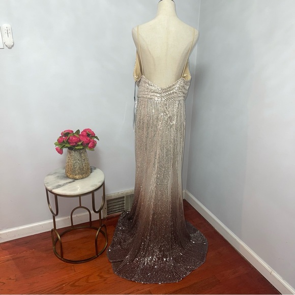 Ieena Mac Duggal Ombré Sequined Twisted Chest Mermaid Gown - New W/ Tag- Reemoly - Picture 6 of 15